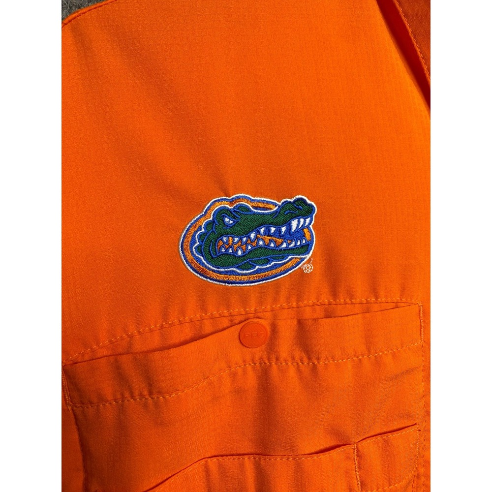 Columbia PFG Shirt Mens M Orange Florida Gators Fishing Button Up Vented S/S